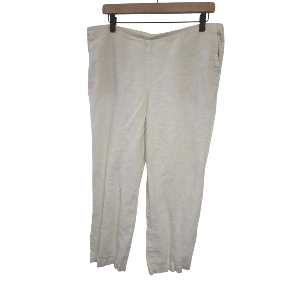 J.‎ Jill Love Linen Pants Womens Medium Petite Cream Off White Straight Leg